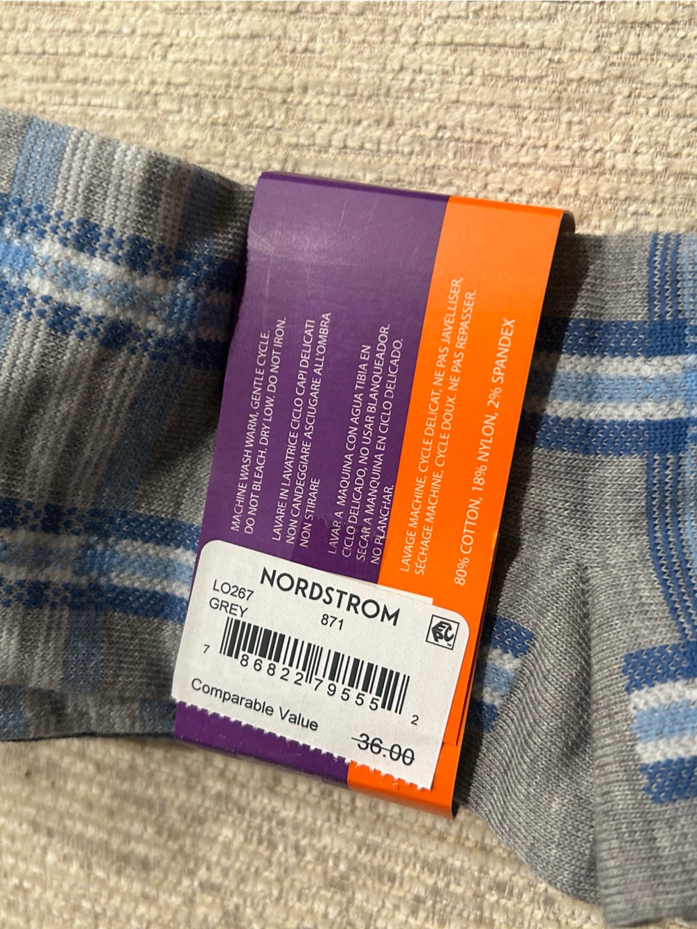 Lorenzo Uomo Navy Blue / grey Dress Socks 2 : pair only /new 7 1/2 -12 - Picture 5 of 8